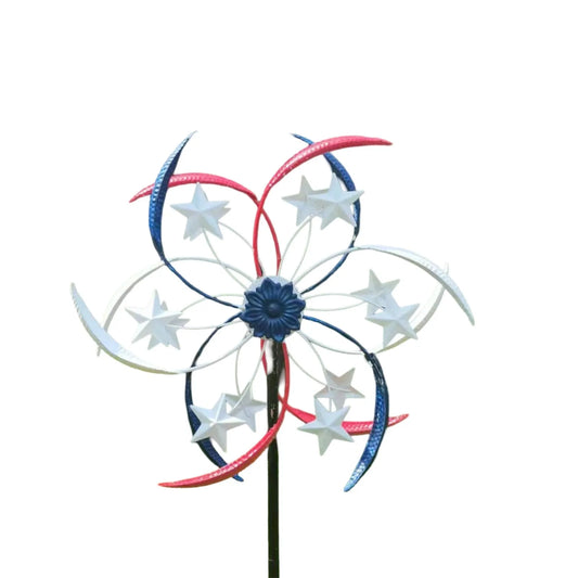 Red White And Blue Wind Spinner - 64 Inch Tall