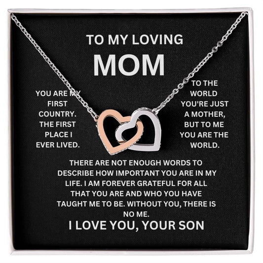 MOM  FROM SON  DOUBLE INTERLOCKING HEARTS