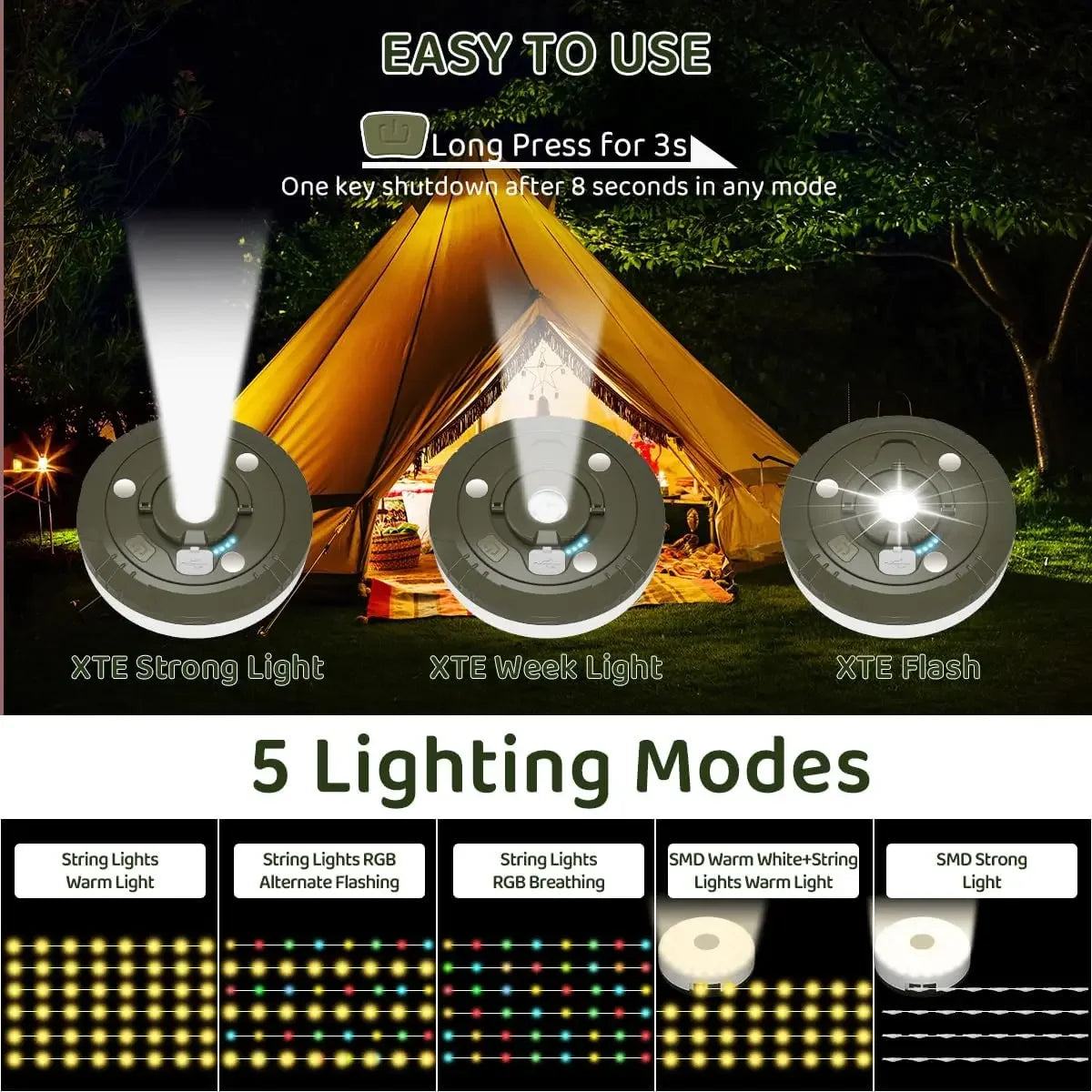 CampBright Retractable Lights